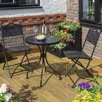 Hunstanton Metal Garden Bistro Set - Black