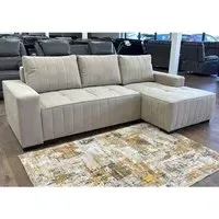 Huron Left Hand Corner Sofa Bed with Storage - Beige, Fabric