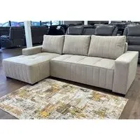 Huron Right Hand Corner Sofa Bed with Storage - Beige, Fabric
