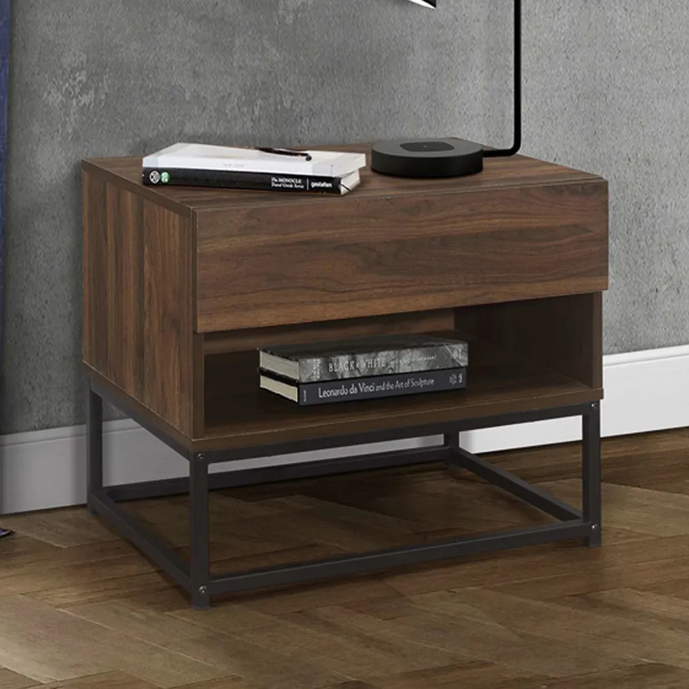 Huston Bedside Cabinet with 1 Drawer - Walnut product