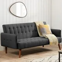 Huston Fabric Sofa Bed with Oak Legs - Charcoal