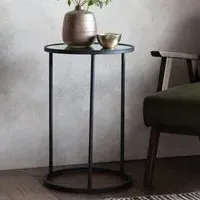 Hutten Round Side Table - Clear Glass, Black Metal