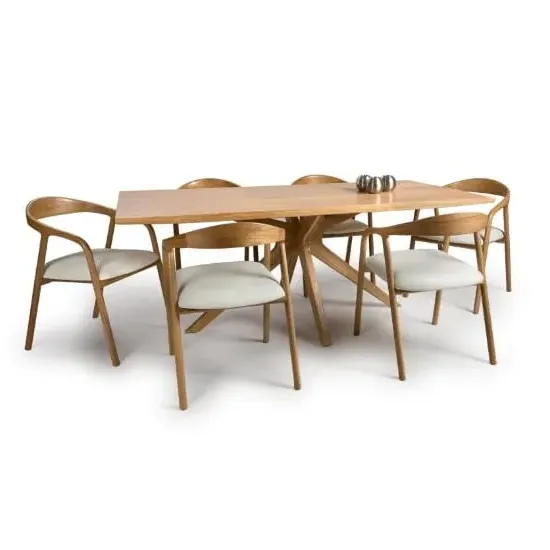 Hvar Large Rectangular Dining Table with 6 Chairs - Oak