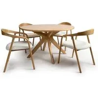 Hvar Round Dining Table with 4 Chairs - Oak