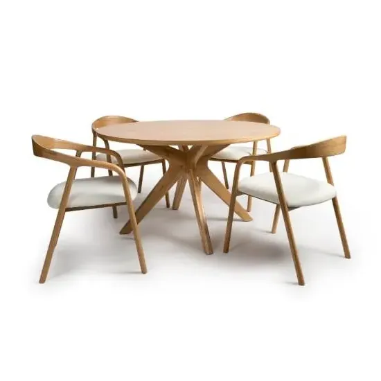 Hvar Round Dining Table with 4 Chairs - Oak