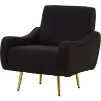 Hyannis Bedroom Chair with Gold Legs - Black, Fabric