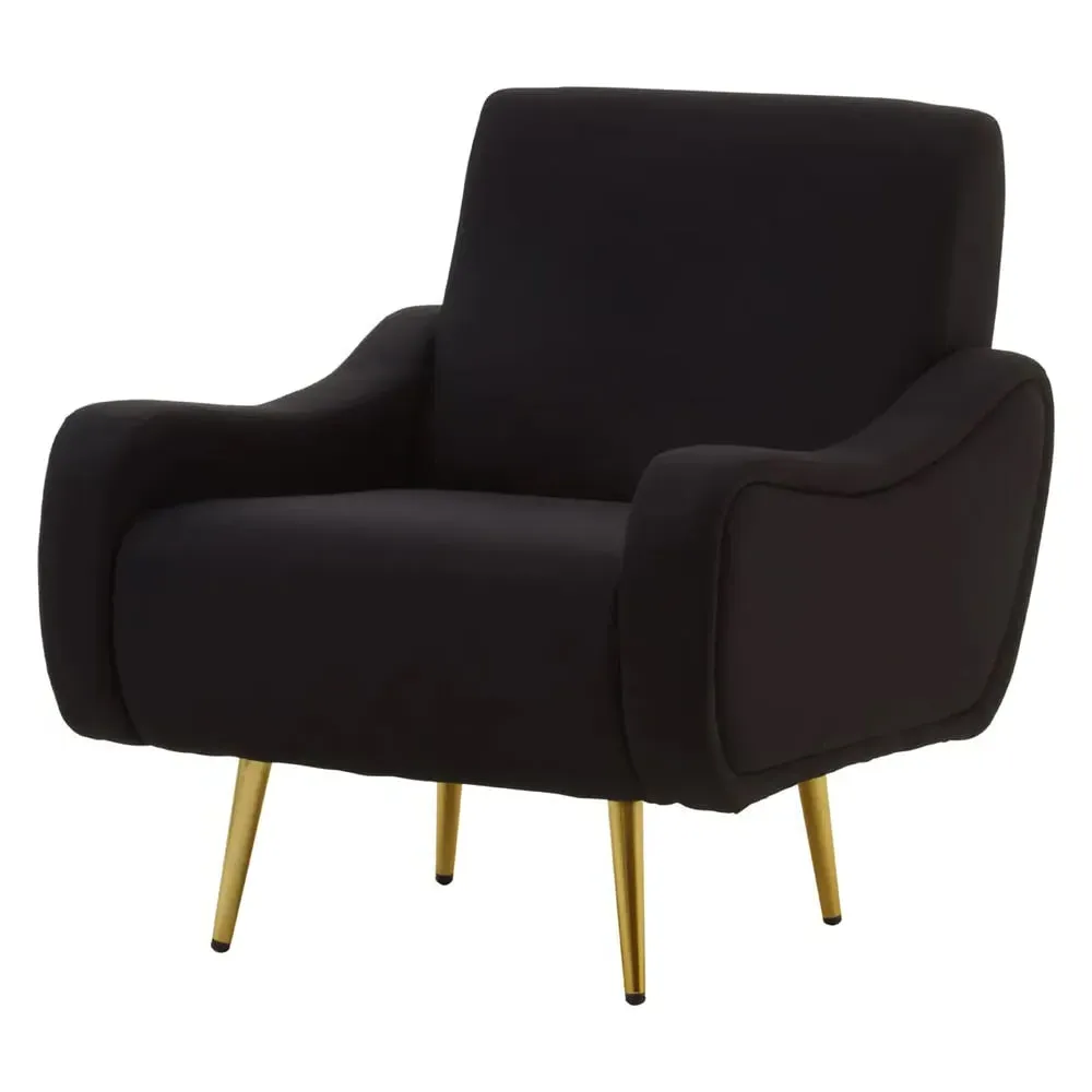 Hyannis Bedroom Chair with Gold Legs - Black, Fabric
