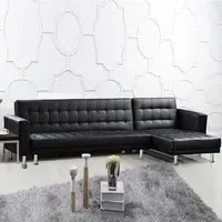 Hyattsville L-Shaped Corner Sofa Bed with Storage - Black, PU Leather