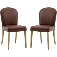 Hyeres Dining Chairs with Oak Legs - Antique Brown, Faux Leather