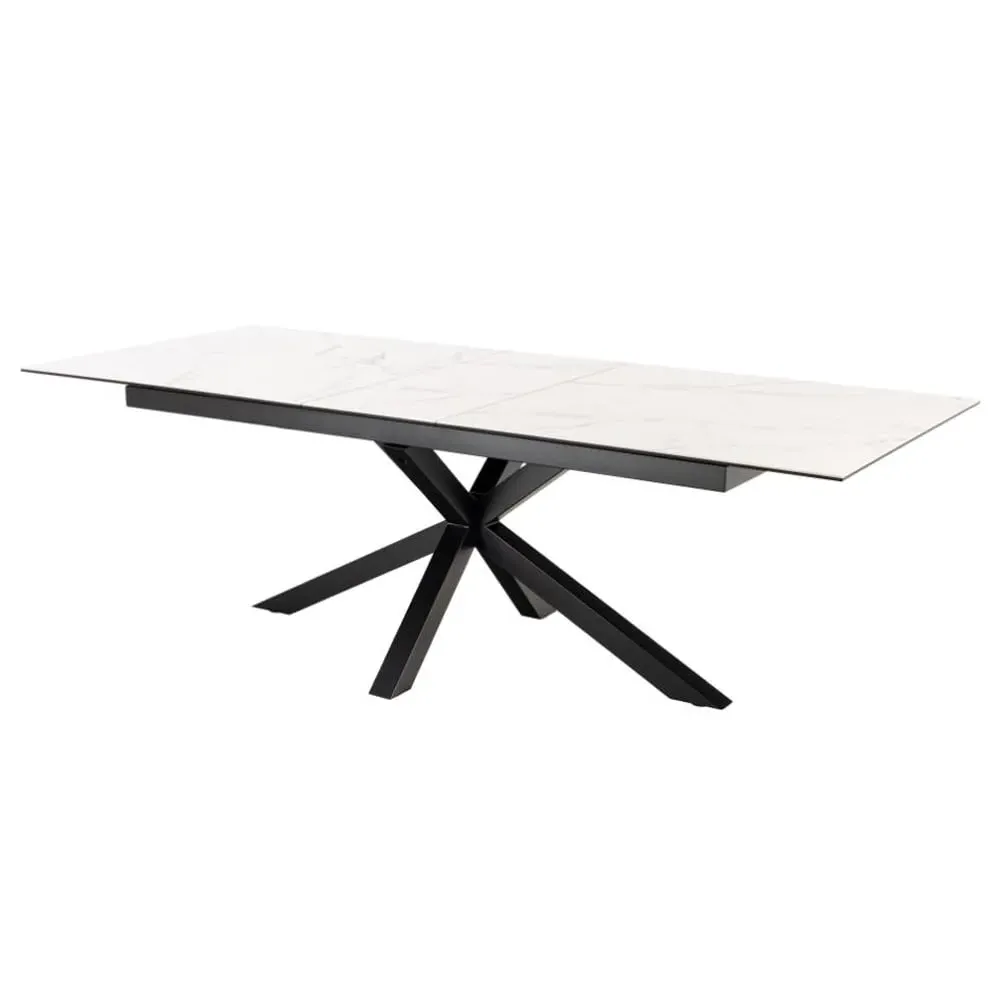 Hyeres Large Extendable Dining Table - White, Ceramic
