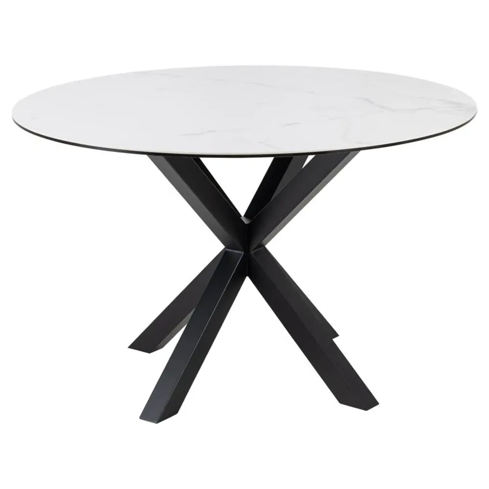 Hyeres Round Dining Table - White, Ceramic