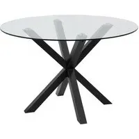 Hyeres Round Dining Table with Black Legs - Clear, Glass