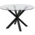 Hyeres Round Dining Table with Black Legs - Clear, Glass
