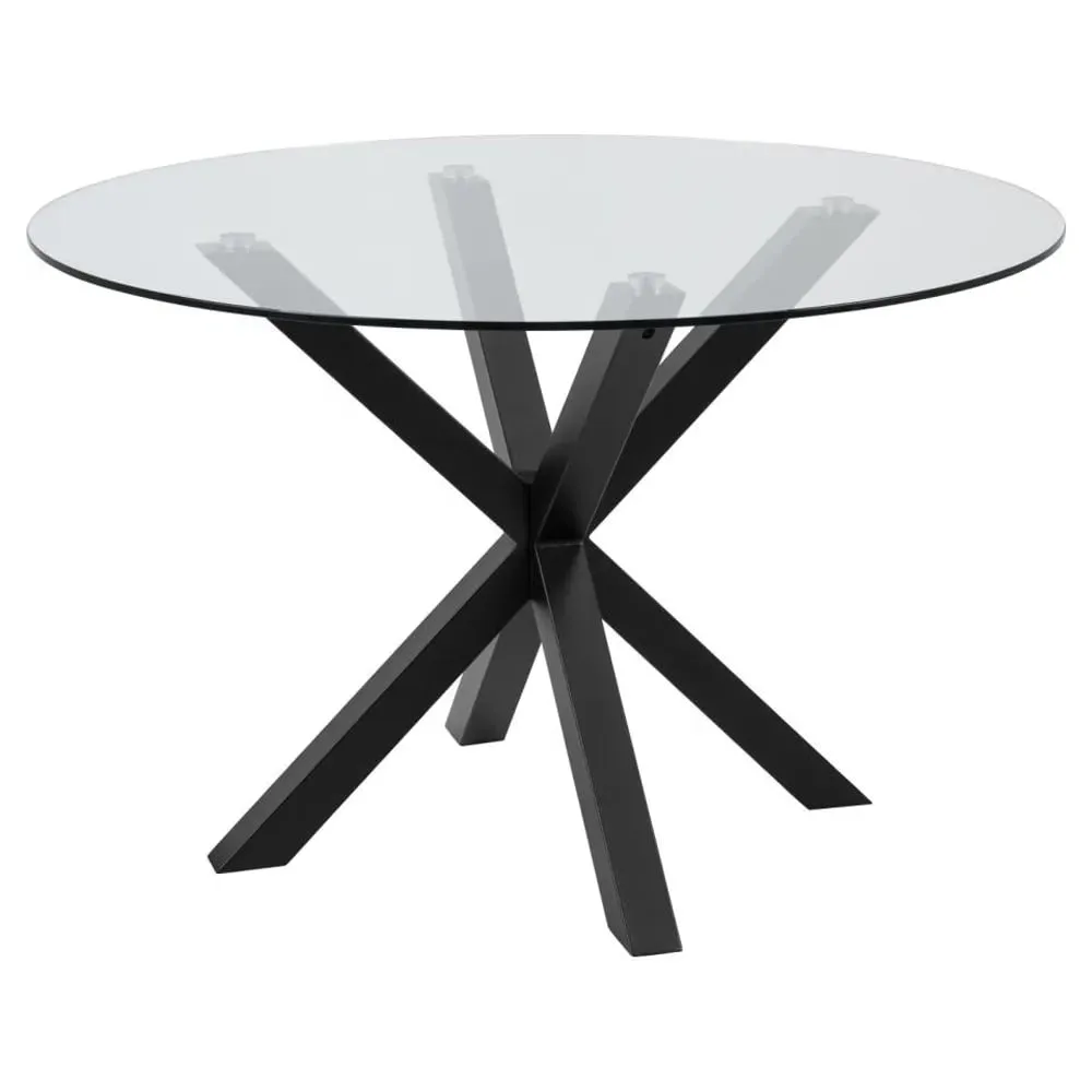 Hyeres Round Dining Table with Black Legs - Clear, Glass image