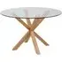 Hyeres Round Dining Table with Oak Legs - Clear, Glass
