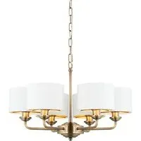 Hyesan 6 Lights Ceiling Pendant Light - White, Brass