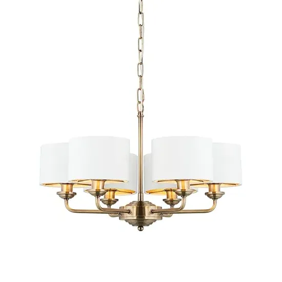 Hyesan 6 Lights Ceiling Pendant Light - White, Brass