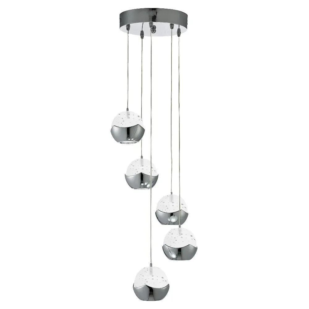 Ice Ball 5 Light Multi Drop Pendant Light - Chrome image