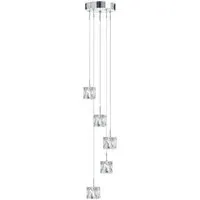 Ice Cube 5 Light Multi Drop Pendant Light - Chrome, Glass