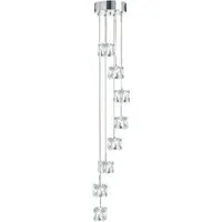 Ice Cube 8 Light Multi Drop Pendant Light - Chrome, Glass