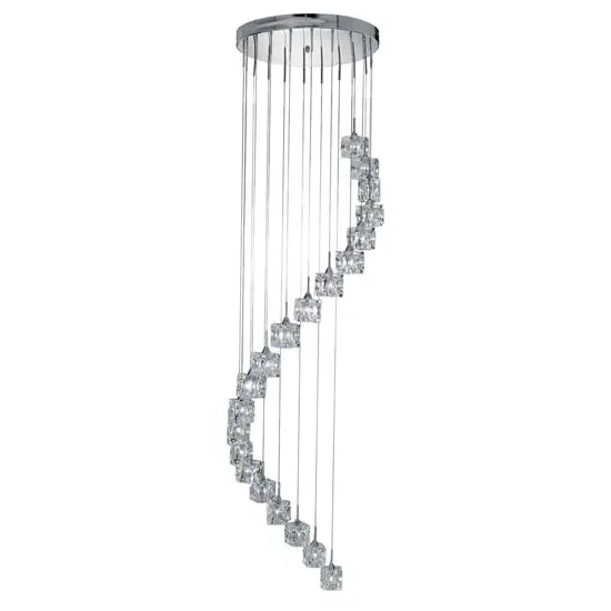 Ice Cube LED 20 Light Pendant Light - Chrome