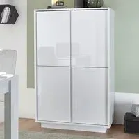 Iconic Highboard with 4 Doors - White, High Gloss