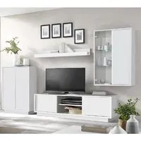 Iconic Living Room Furniture Set with LED - White, High Gloss