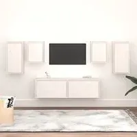 Idalis Wall Entertainment Unit - White, Pinewood