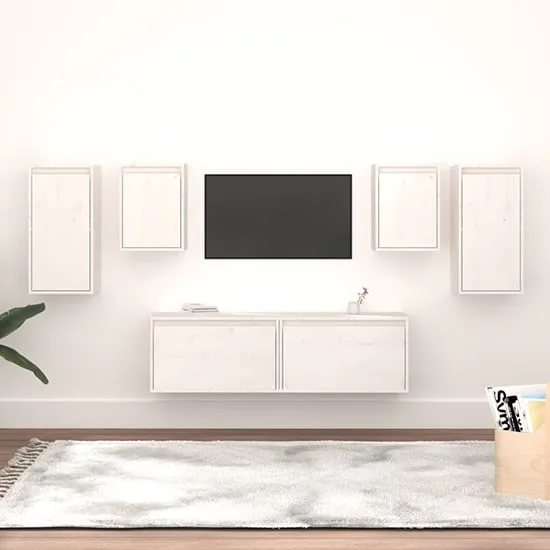 Idalis Wall Entertainment Unit - White, Pinewood