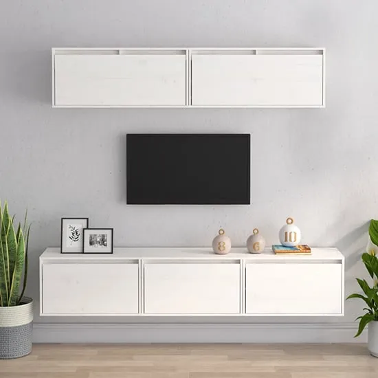 Idonia Wall Entertainment Unit - White, Pinewood
