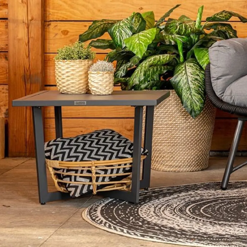 Idriya Large Garden Side Table - Black, Aluminium