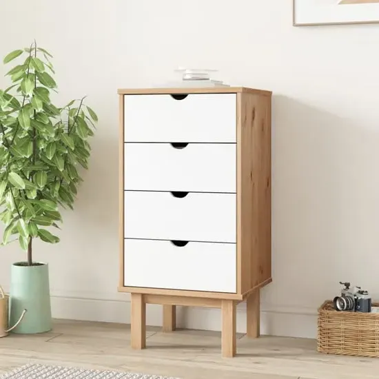 Ieva 4 Drawer Chest - Brown, Pine Wood image