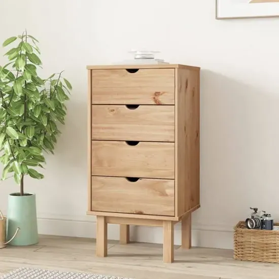 Ieva 4 Drawer Chest - Brown, Pine Wood