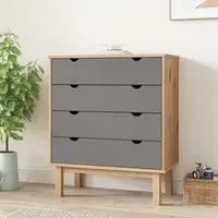 Ieva Wide 4 Drawer Chest - Brown, Pine Wood
