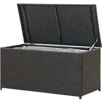 Ijaya 100cm Garden Storage Box with Gas Lift - Black, PE Rattan