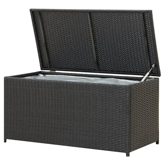 Ijaya 100cm Garden Storage Box with Gas Lift - Black, PE Rattan image