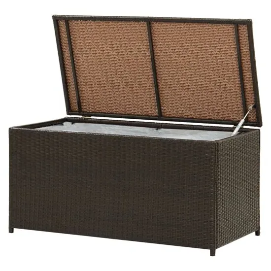 Ijaya 100cm Garden Storage Box with Gas Lift - Brown, PE Rattan