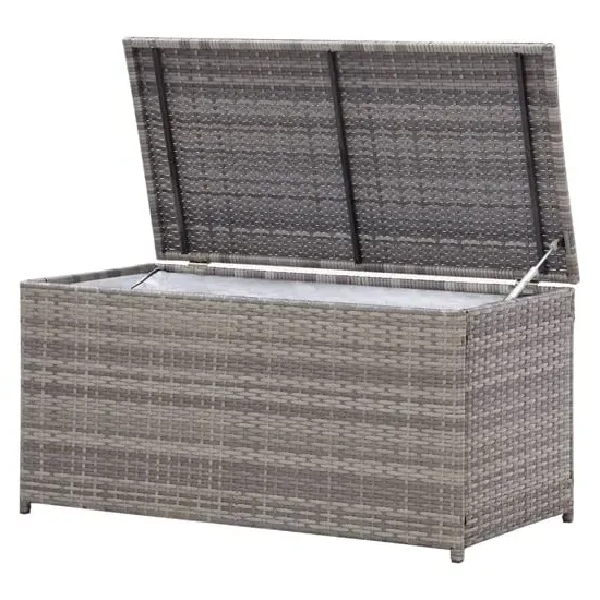 Ijaya 100cm Garden Storage Box with Gas Lift - Grey, PE Rattan