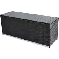 Ijaya 150cm Garden Storage Box with Bench Function - Black, PE Rattan