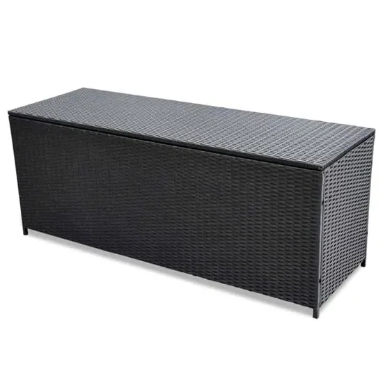 Ijaya 150cm Garden Storage Box with Bench Function - Black, PE Rattan