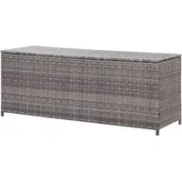 Ijaya 150cm Garden Storage Box with Bench Function - Grey, PE Rattan