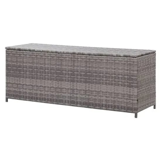 Ijaya 150cm Garden Storage Box with Bench Function - Grey, PE Rattan
