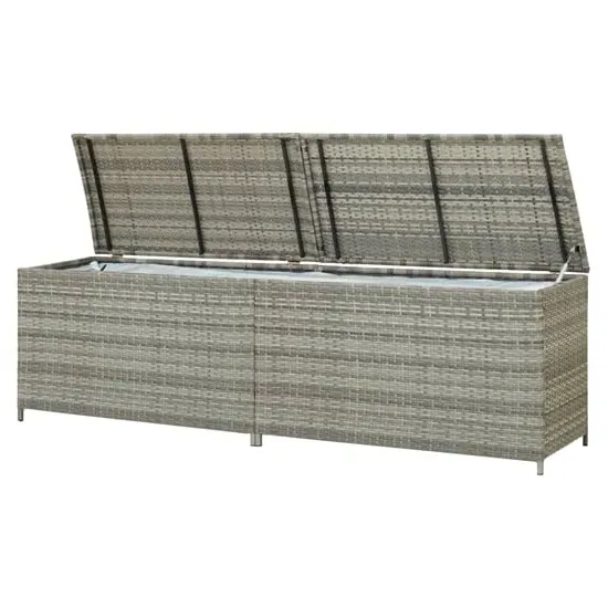 Ijaya 200cm Garden Storage Box with Gas Lift - Grey, PE Rattan