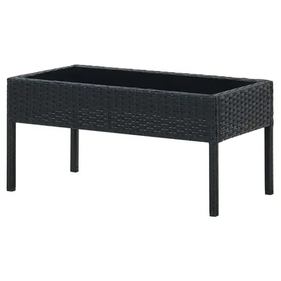 Ijaya Rectangular Garden Dining Table - Black, Glass