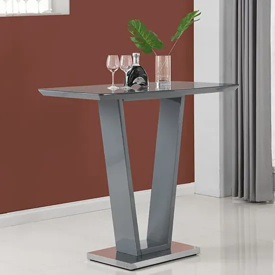 Ilko Rectangular Bar Table - Grey, Glass image