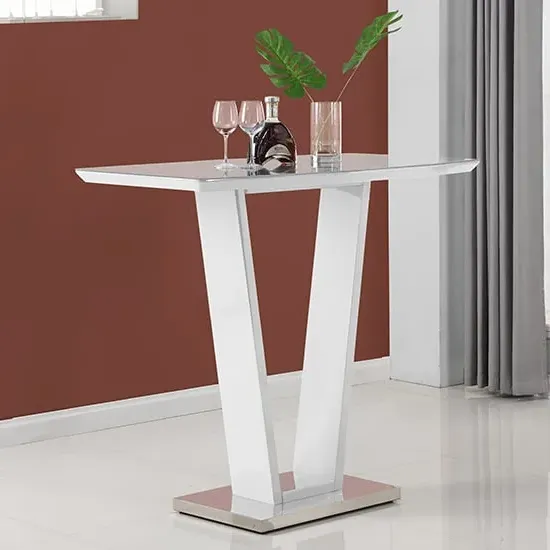 Ilko Rectangular Bar Table - White, Glass