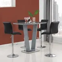 Ilko Rectangular Bar Table with 4 Stools - Grey, Glass