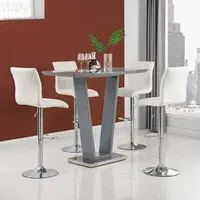 Ilko Rectangular Bar Table with 4 Stools - White, Glass