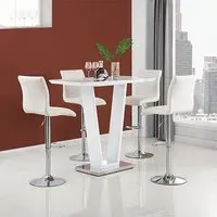 Ilko Rectangular Bar Table with 4 Stools - White, Glass