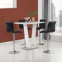 Ilko Rectangular Bar Table with 4 Stools - White, Glass
